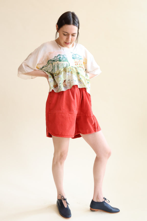 Shorts Clash Garment Dyed Red Color 7