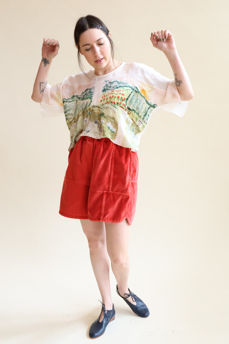 Shorts Clash Garment Dyed Red Color 7