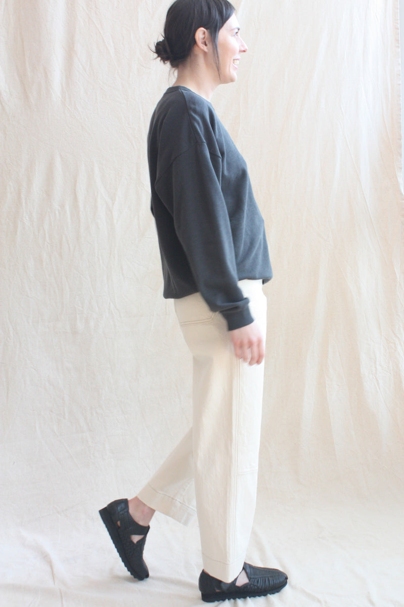 Seamed Jean Cream with Contrast Stitching