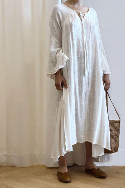 Fernanda Dress White Cotton Gauze Rhoan Fernanda Dress White Cotton Gauze Rhoan