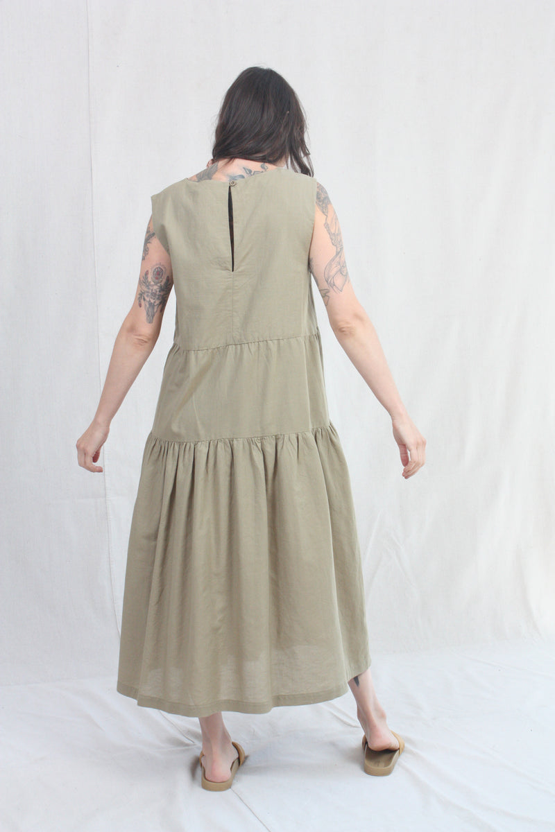 Tier Dress Faded Olive