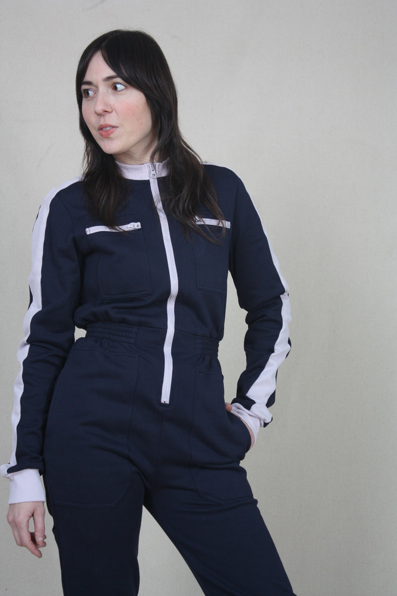Dom Boilersuit Lilac and Navy