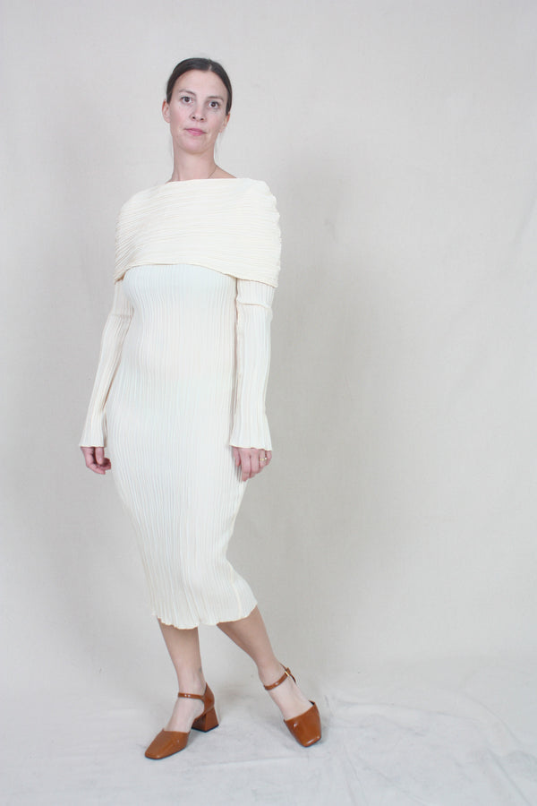 Shoulder Overlay Dress Cream