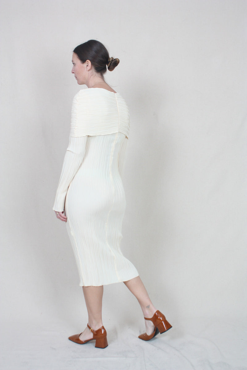 Shoulder Overlay Dress Cream