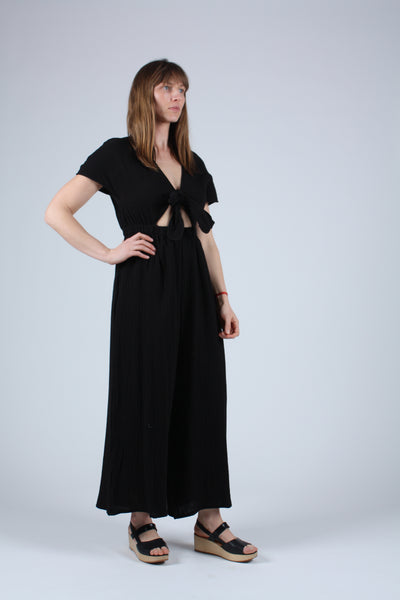 Tie Front Jumpsuit Black – Rhoan