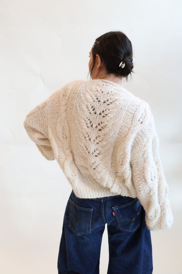 Suri Peru Hand-Knit Pullover White