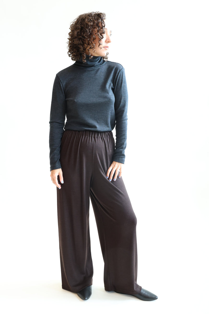 Washable Wool Straight Pants Cacao