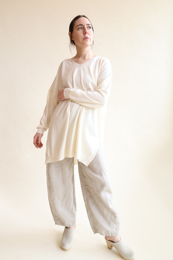 Long Cotton Pullover Ivory
