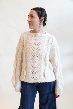 Suri Peru Hand-Knit Pullover White