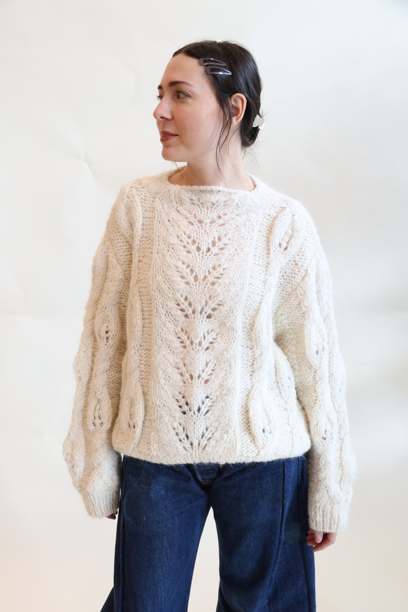 Suri Peru Hand-Knit Pullover White