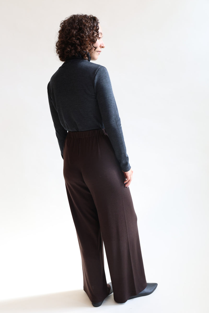 Washable Wool Straight Pants Cacao