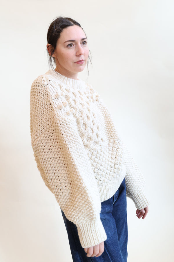 Peru Hand-Knit Pullover White