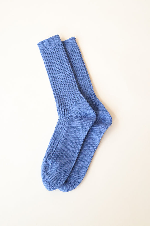 Linen Rib Socks Blue