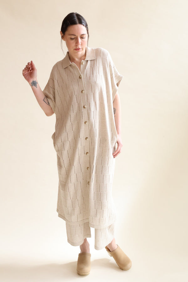 Lattice Shirt Dress Flax