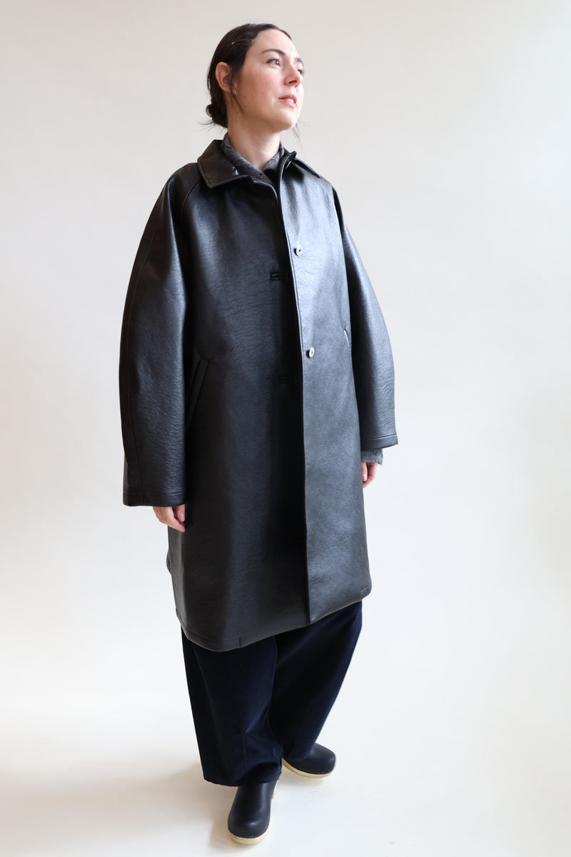 Faux Leather Coat Black