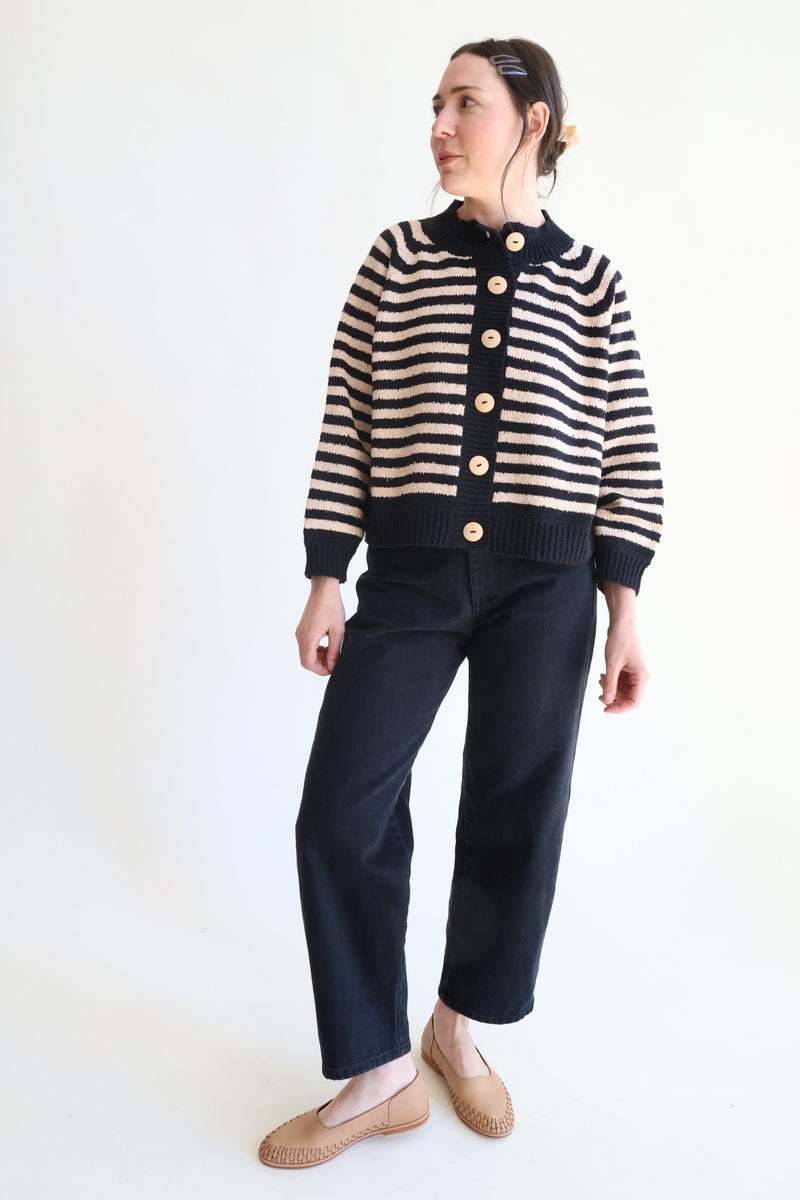Striped Bomber Black and Tan