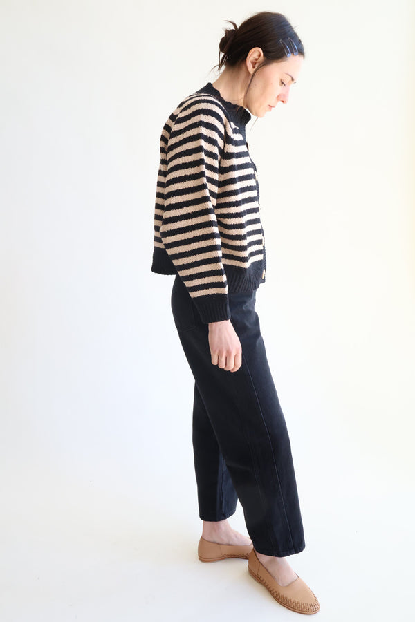 Striped Bomber Black and Tan