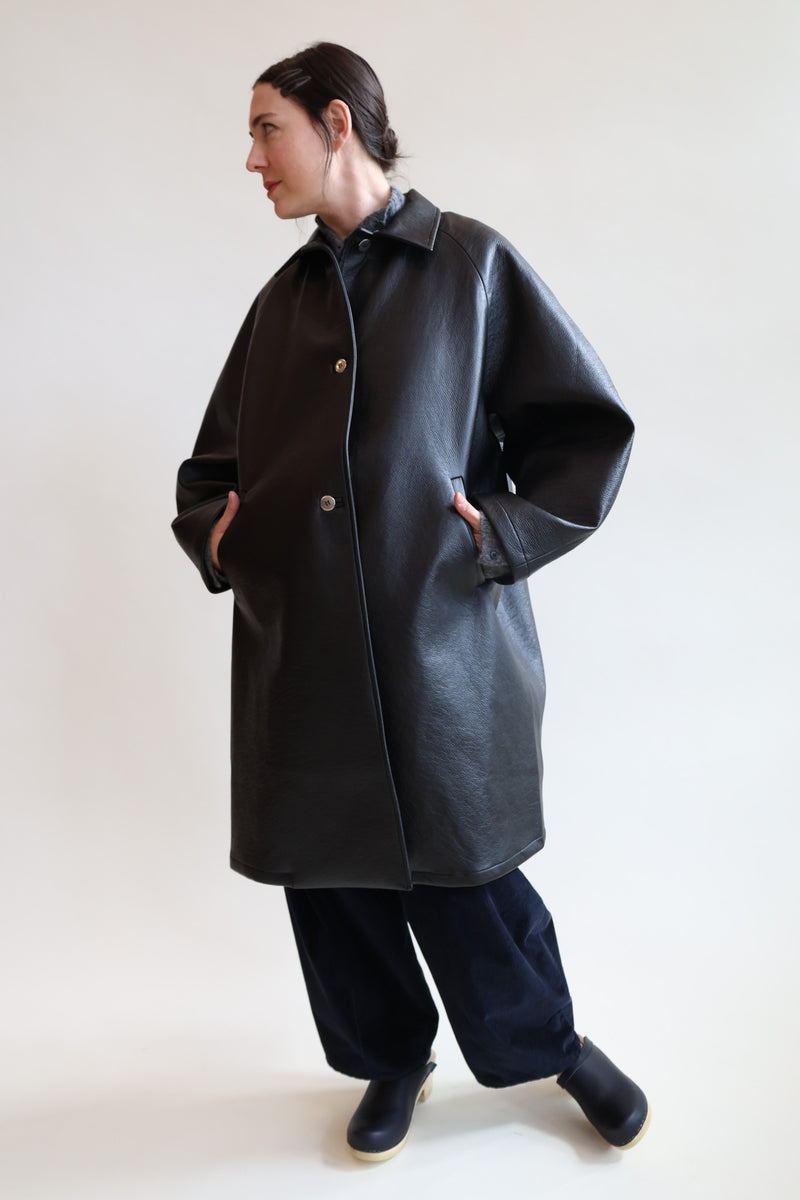 Faux Leather Coat Black