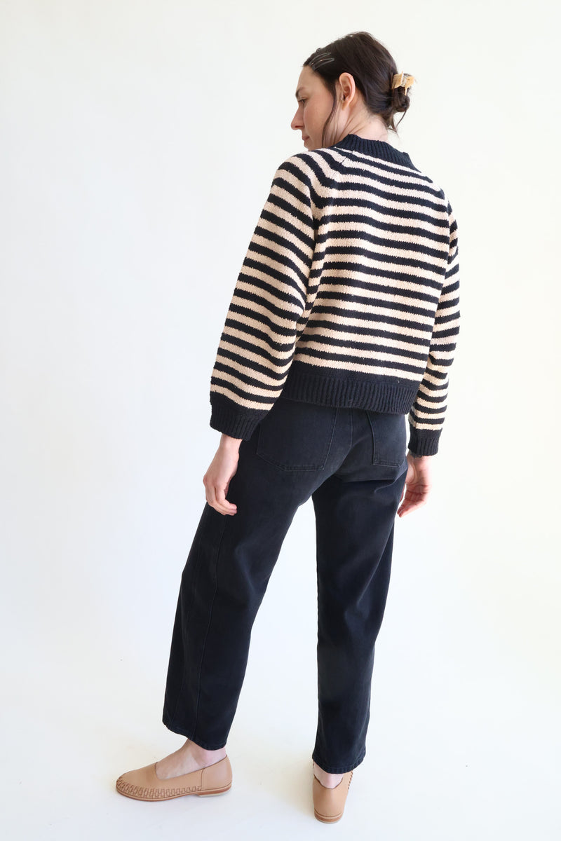 Striped Bomber Black and Tan
