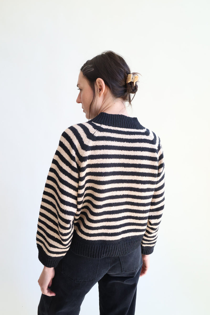 Striped Bomber Black and Tan