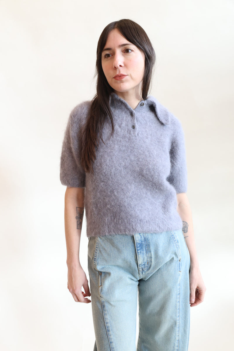 Compact Knit Polo Silver