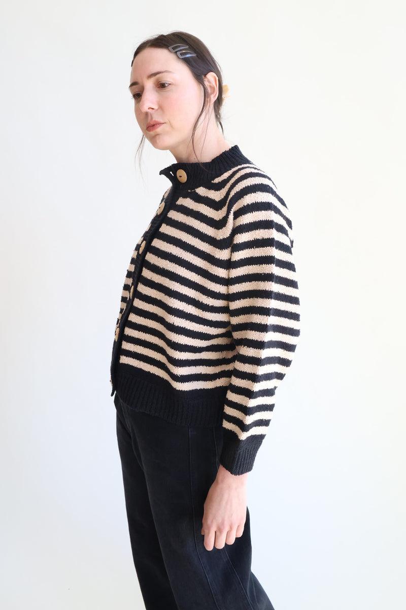 Striped Bomber Black and Tan