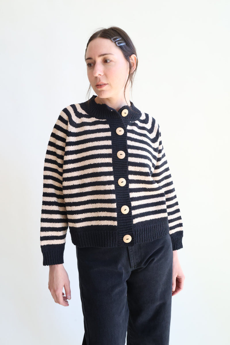 Striped Bomber Black and Tan