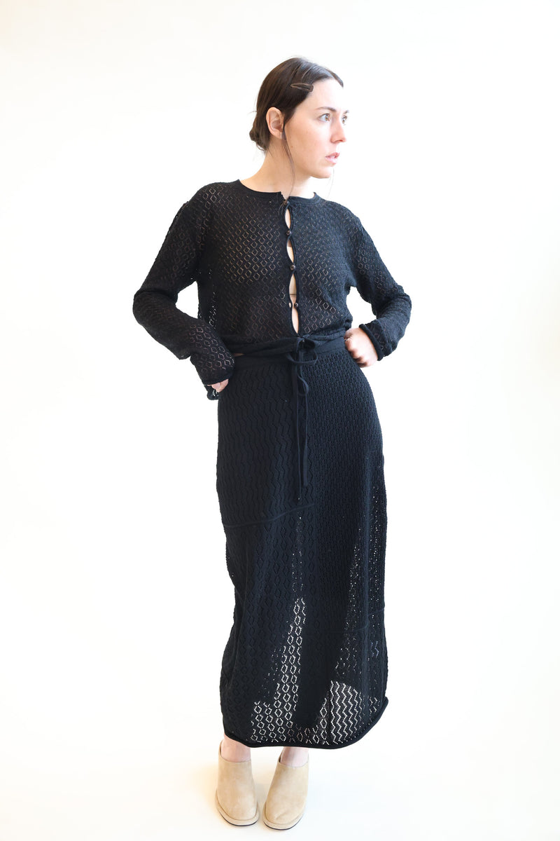 Pointelle Cardigan Black