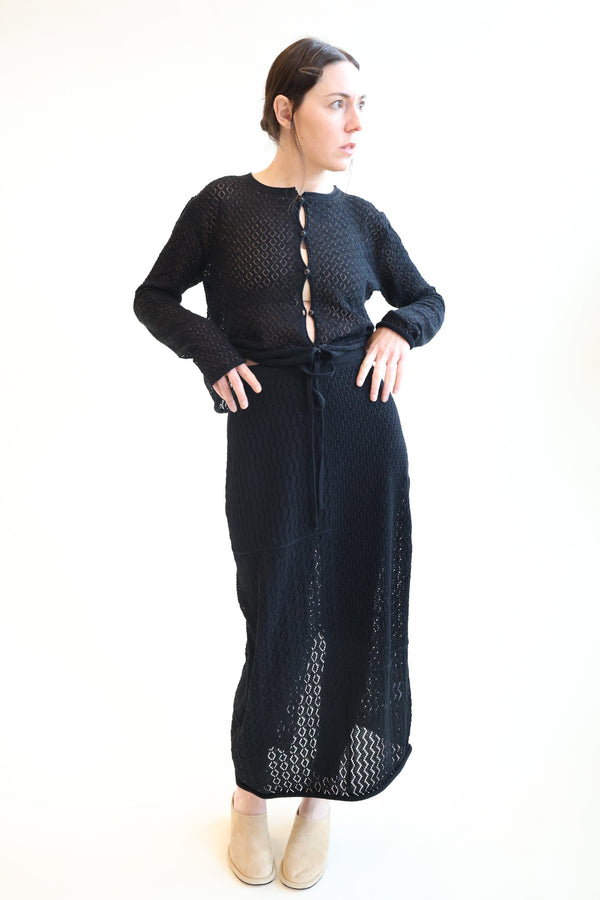 Mix Pointelle Skirt Black