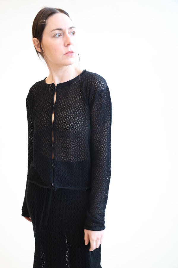 Pointelle Cardigan Black