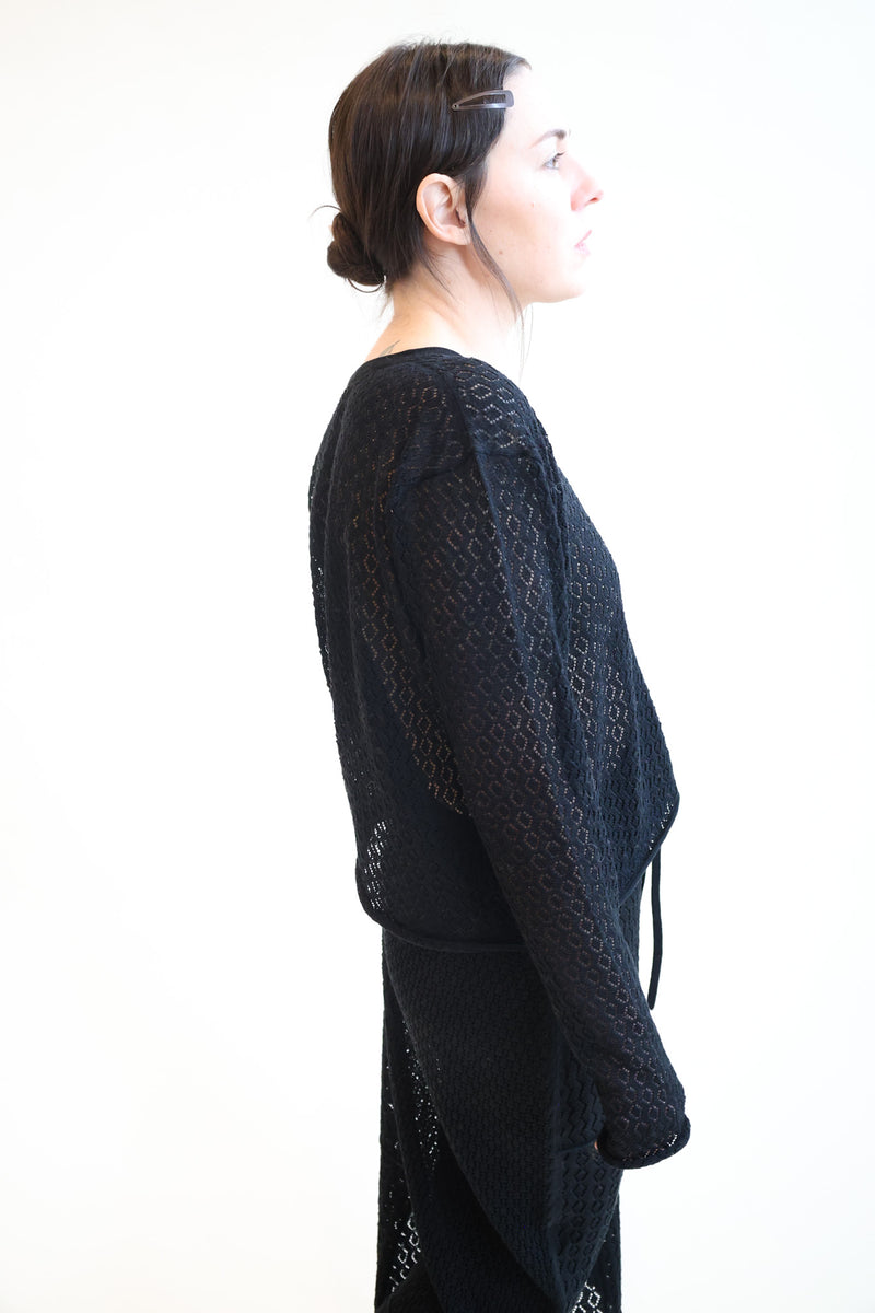 Pointelle Cardigan Black