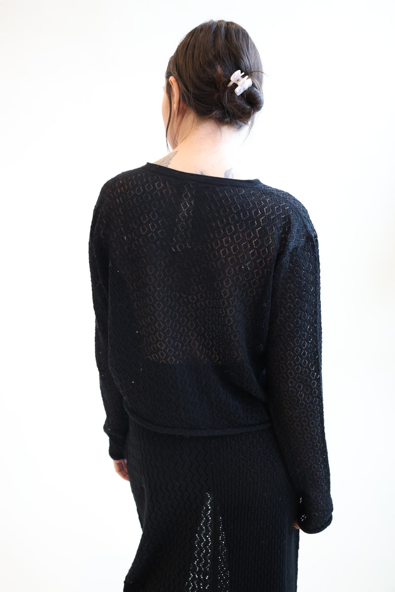 Pointelle Cardigan Black