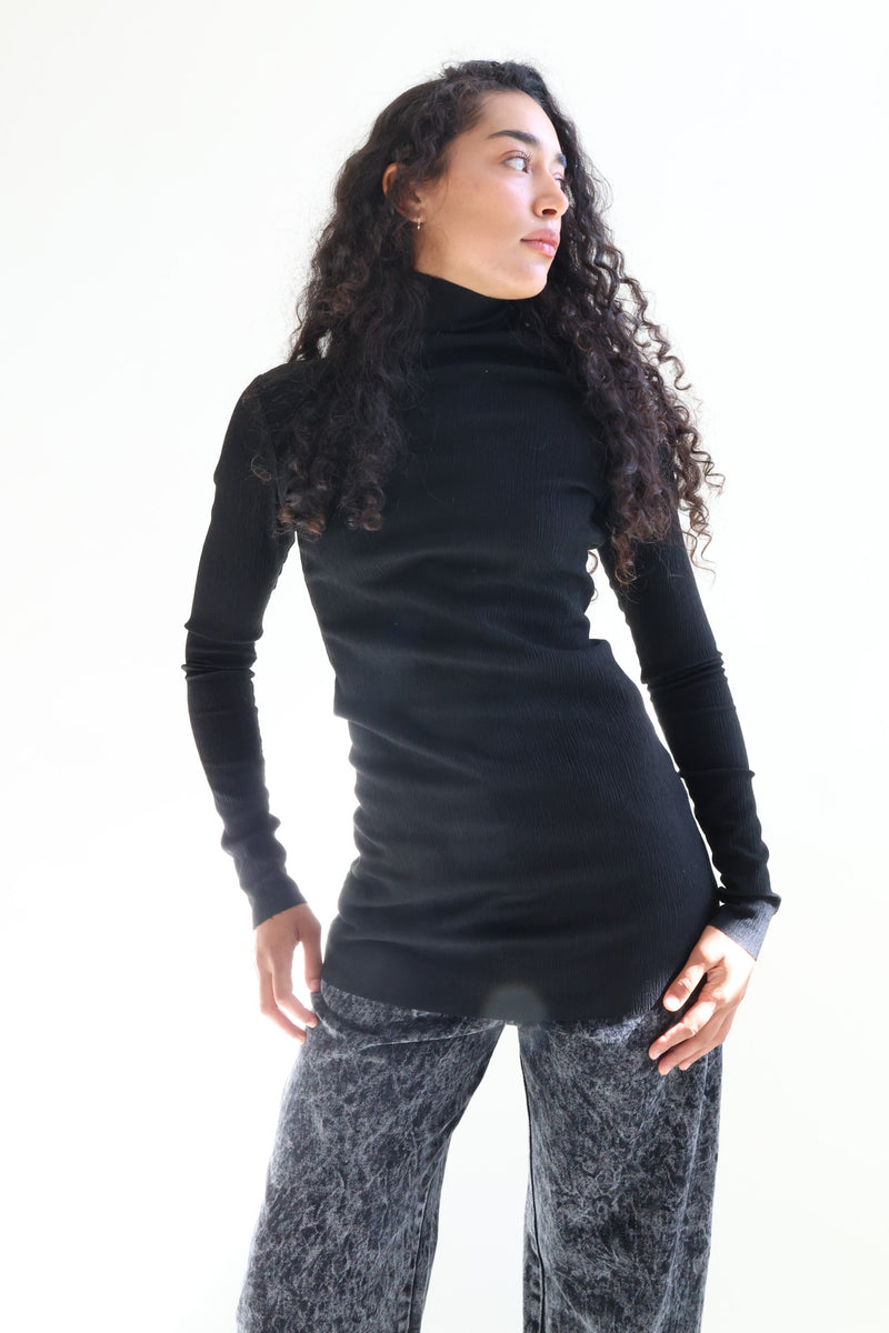 Long Sleeve Mockneck Tunic Black
