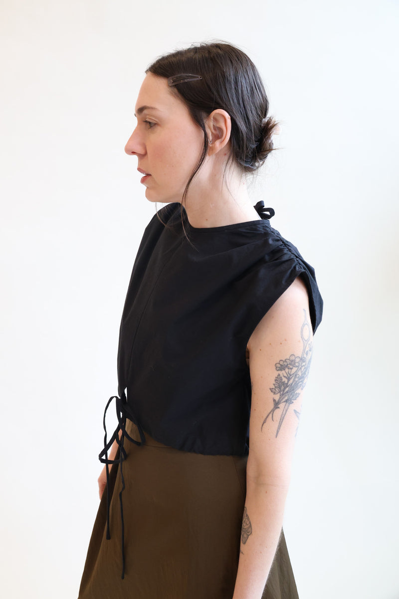 Wrap Tie Front Top Black