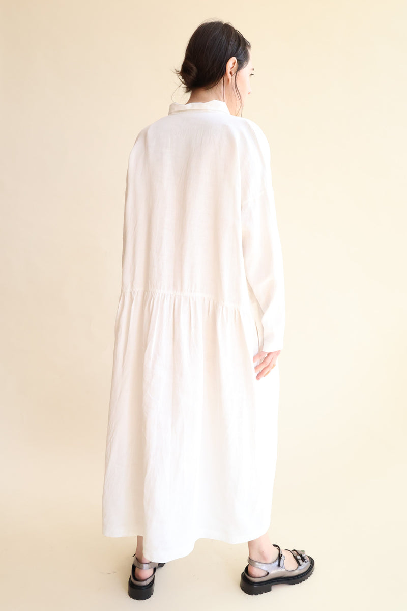 Pigment Color Linen Dress White