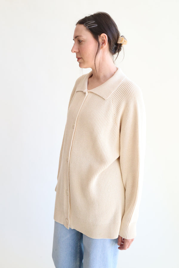 Collar Cardigan Natural