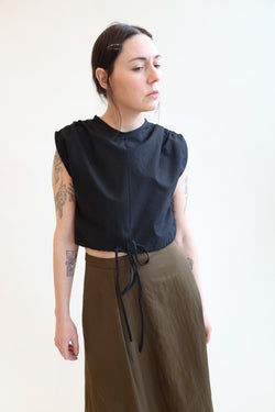 Wrap Tie Front Top Black