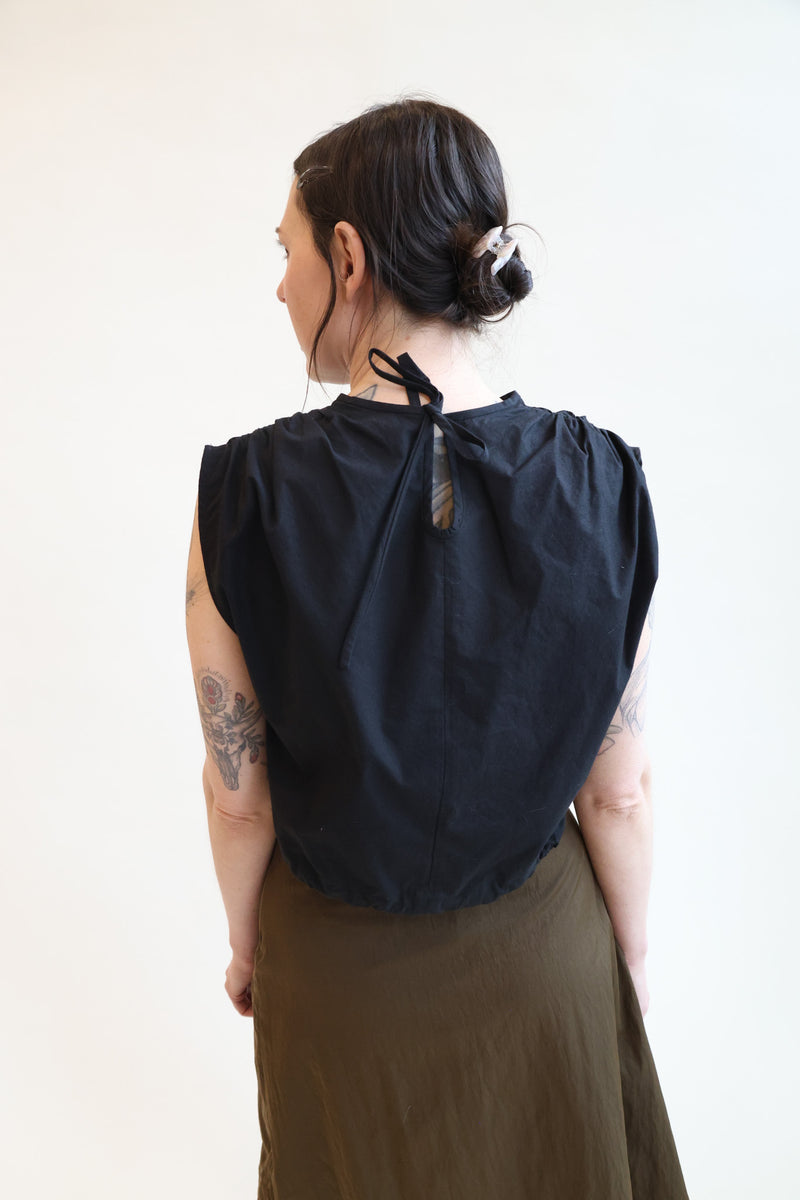 Wrap Tie Front Top Black
