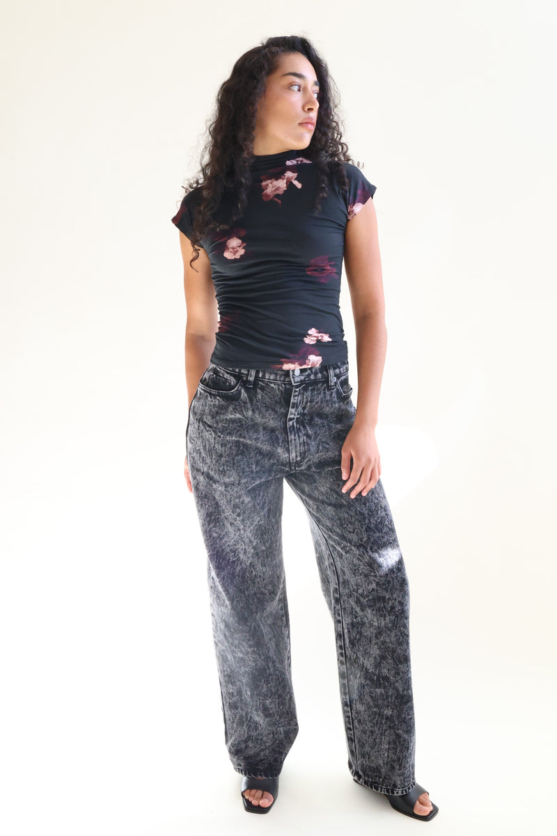 Lennon Bouquet Jersey Top Wine/Black