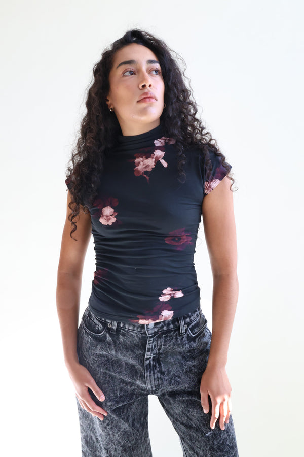 Lennon Bouquet Jersey Top Wine/Black