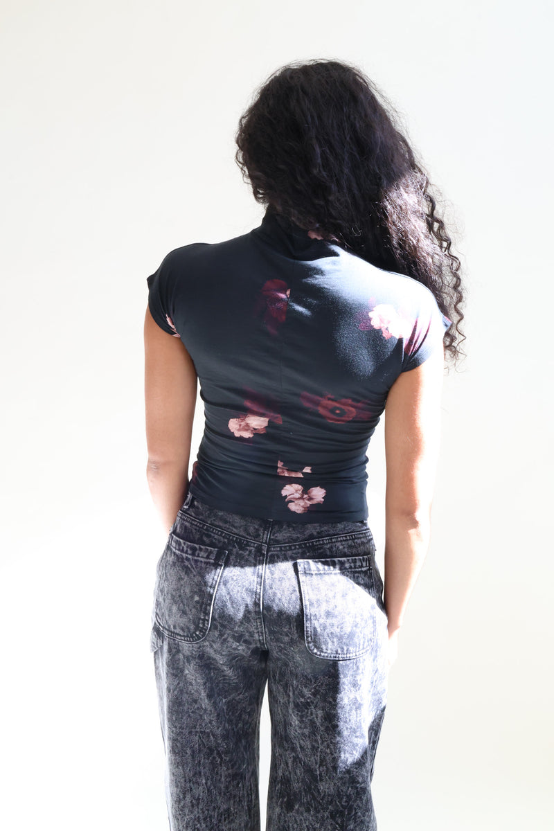 Lennon Bouquet Jersey Top Wine/Black