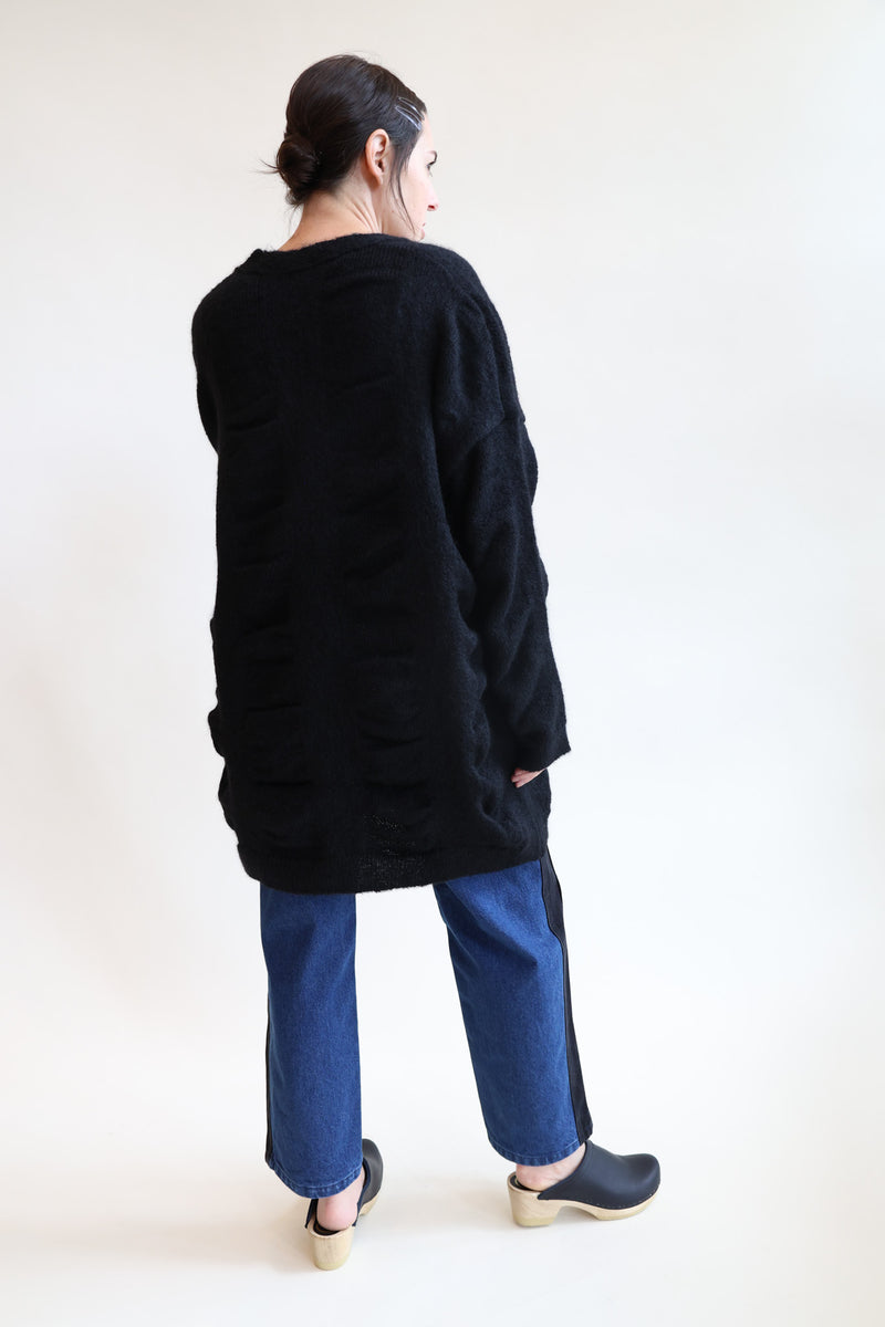 Waterfall Long Cardigan Black