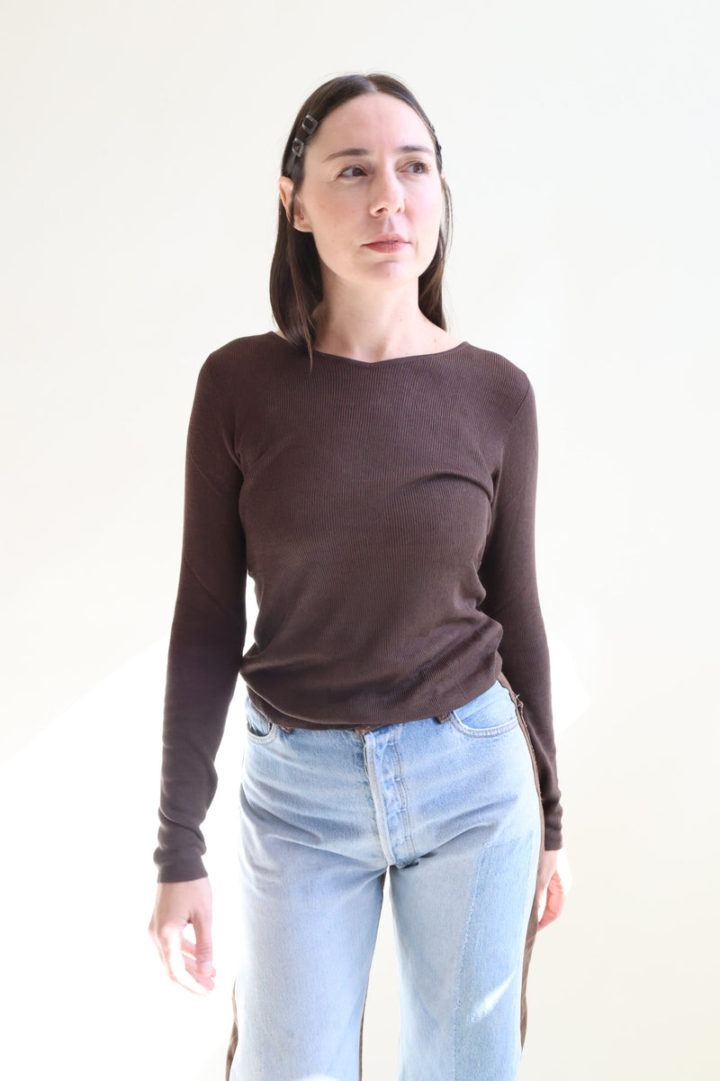 Knitted Top Dark Brown