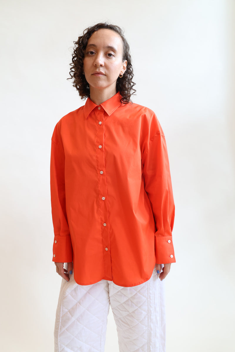 Oversize Cotton Shirt Coral