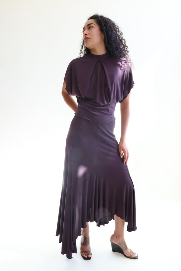 Sandy Viscose Skirt Chocolate Plum