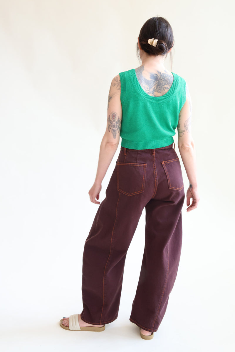 Barrel Denim Pants Sangria