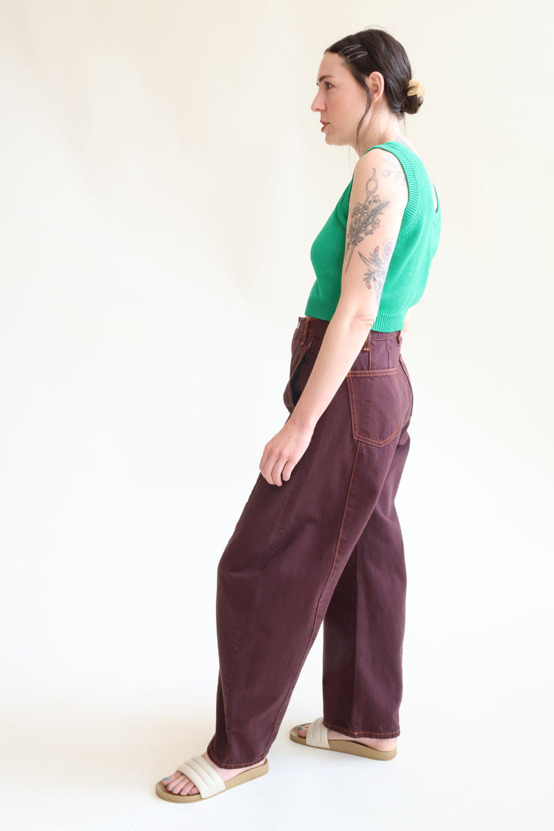 Barrel Denim Pants Sangria