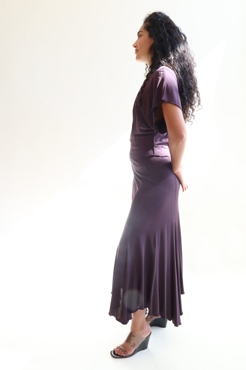 Sandy Viscose Skirt Chocolate Plum