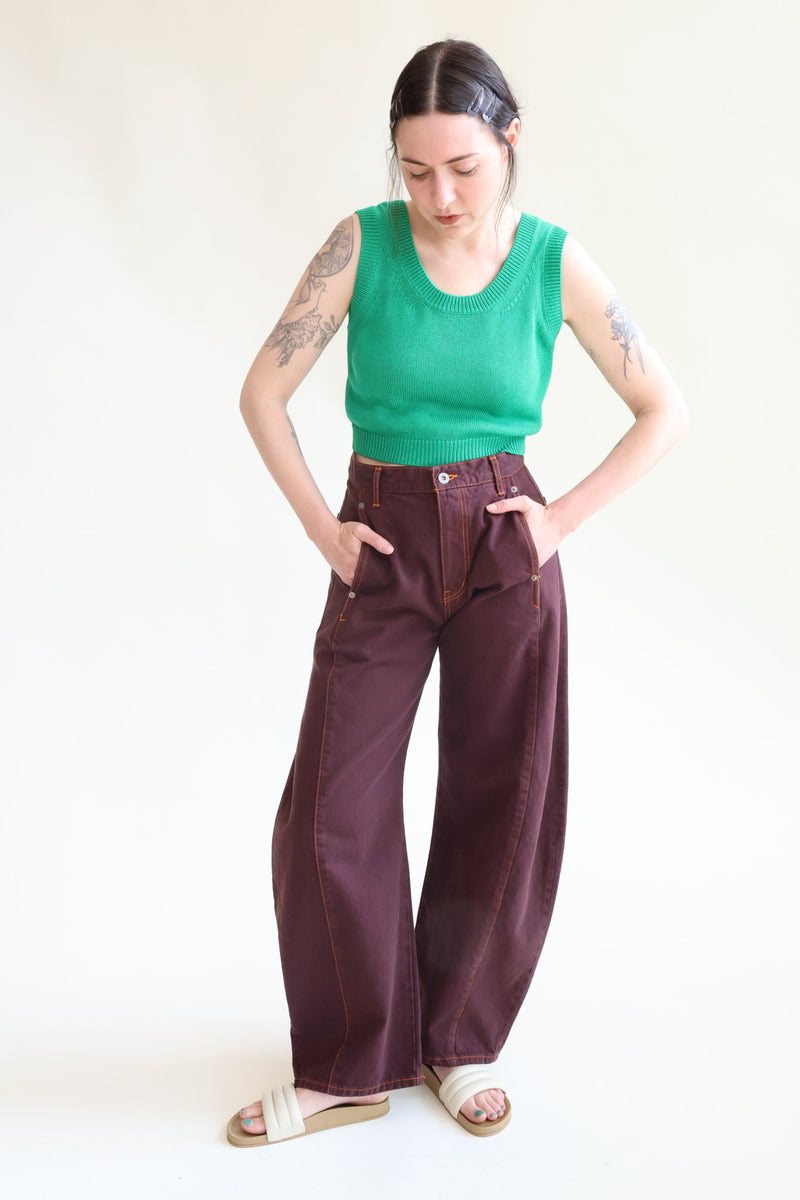 Barrel Denim Pants Sangria