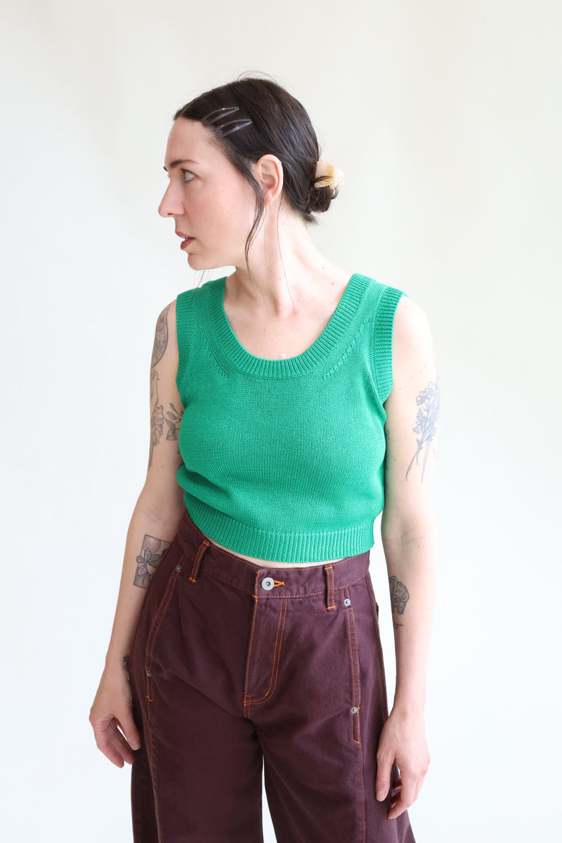 Compact Knit Tank Green